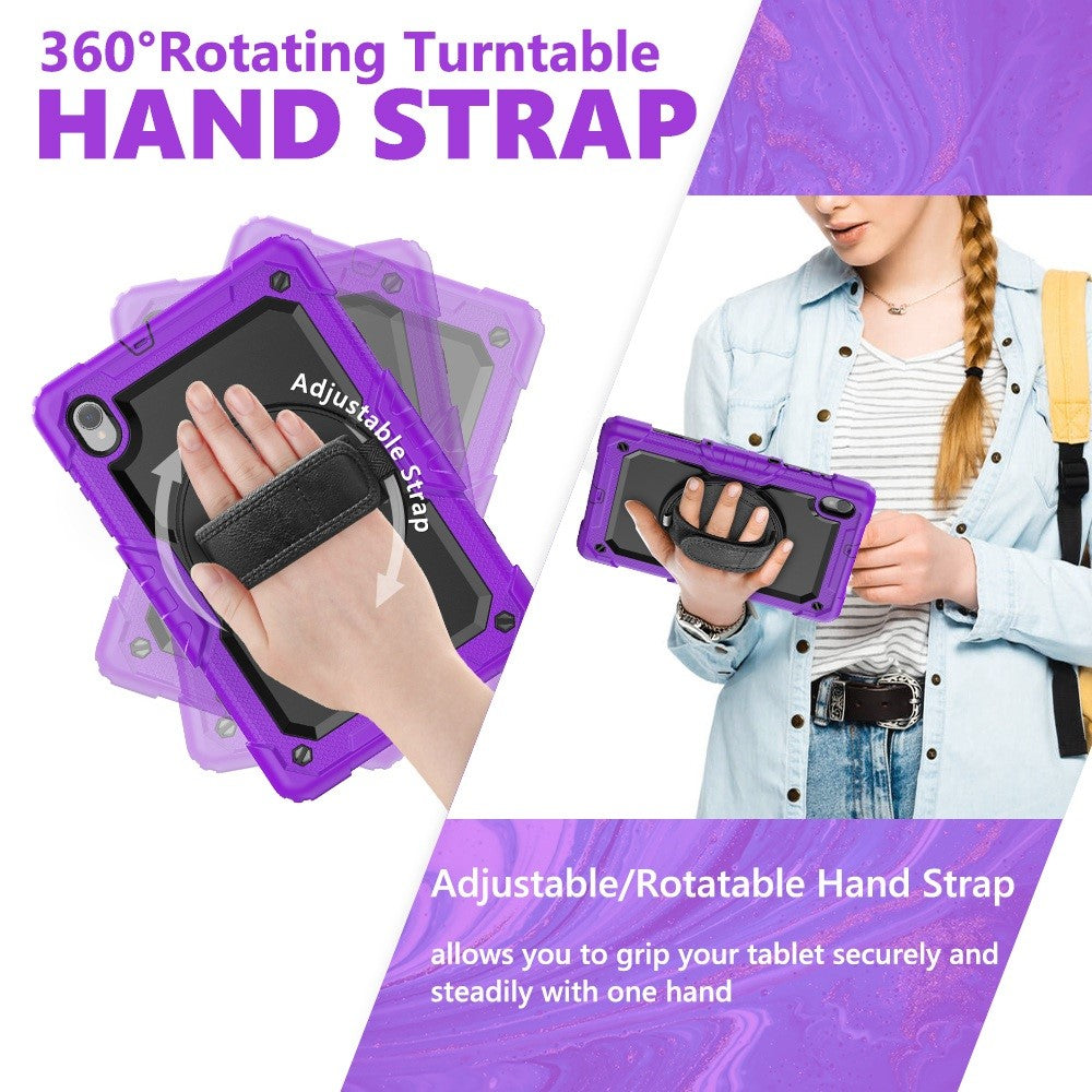 For Lenovo M10 Plus / Smart Tab M10 FHD Plus Silicone+PC Tablet Case Hand Strap Kickstand Shockproof Cover with Shoulder Strap - Purple