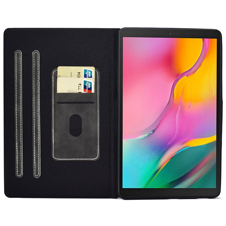 For Samsung Galaxy Tab A 10.1 (2019) T510 / T515 Cowhide Texture PU Leather Tablet Case Card Holder Solid Color Foldable Stand Cover - Grey
