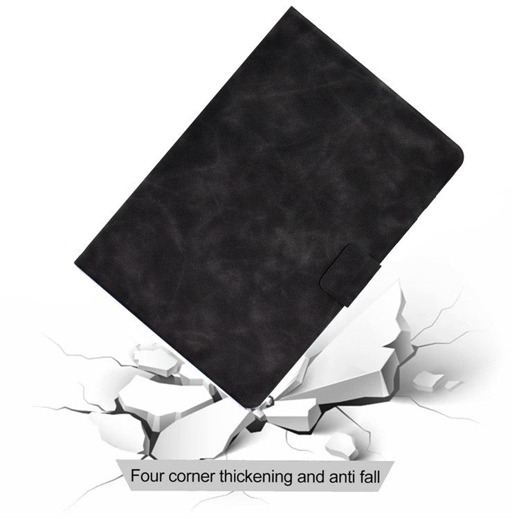 For Samsung Galaxy Tab A 10.1 (2019) T510 / T515 Cowhide Texture PU Leather Tablet Case Card Holder Solid Color Foldable Stand Cover - Grey