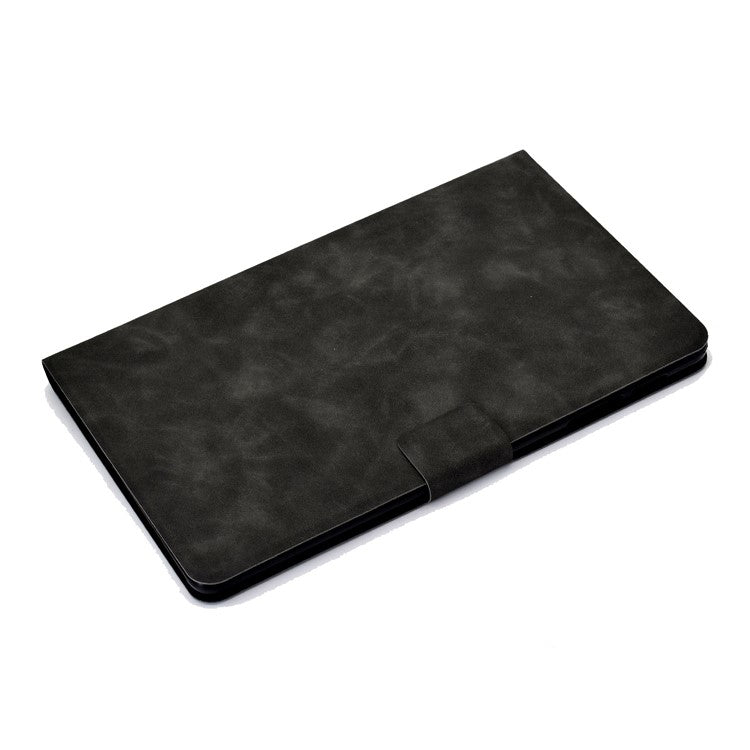 For Samsung Galaxy Tab A 10.1 (2019) T510 / T515 Cowhide Texture PU Leather Tablet Case Card Holder Solid Color Foldable Stand Cover - Grey