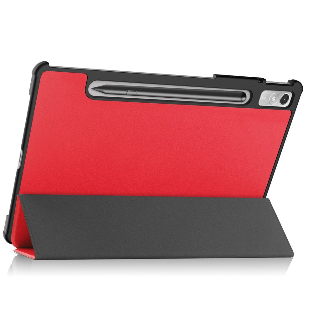 For Lenovo Tab P11 Pro Gen 2 Tri-fold Stand PU Leather Tablet Case Auto Wake / Sleep Function Drop-proof Cover - Red