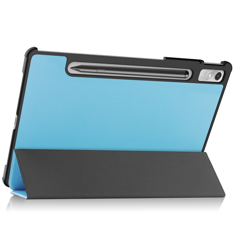 For Lenovo Tab P11 Pro Gen 2 Tri-fold Stand PU Leather Tablet Case Auto Wake / Sleep Function Drop-proof Cover - Sky Blue
