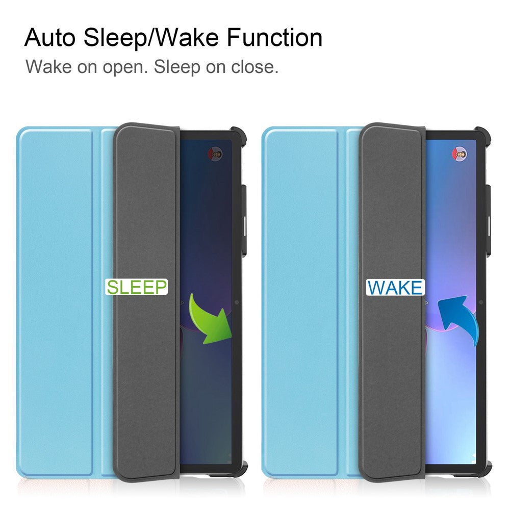 For Lenovo Tab P11 Pro Gen 2 Tri-fold Stand PU Leather Tablet Case Auto Wake / Sleep Function Drop-proof Cover - Sky Blue