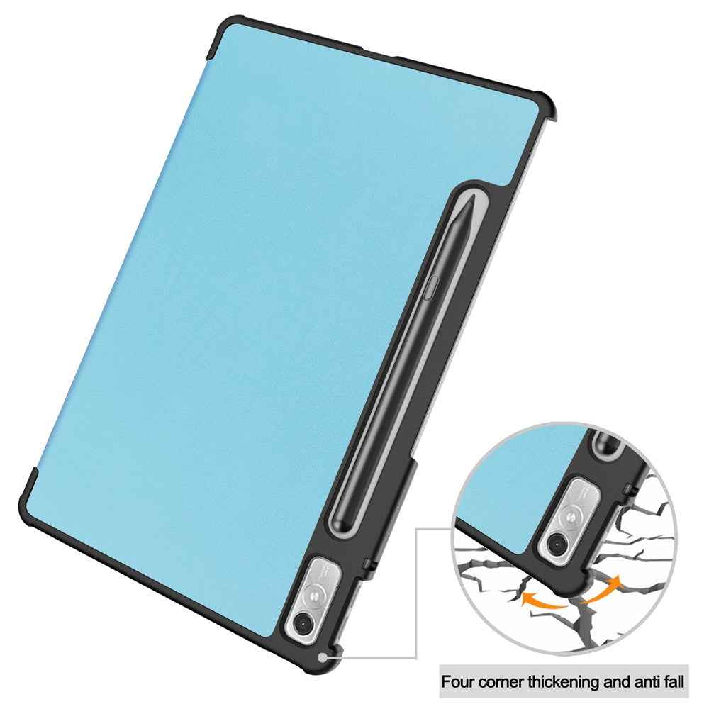 For Lenovo Tab P11 Pro Gen 2 Tri-fold Stand PU Leather Tablet Case Auto Wake / Sleep Function Drop-proof Cover - Sky Blue
