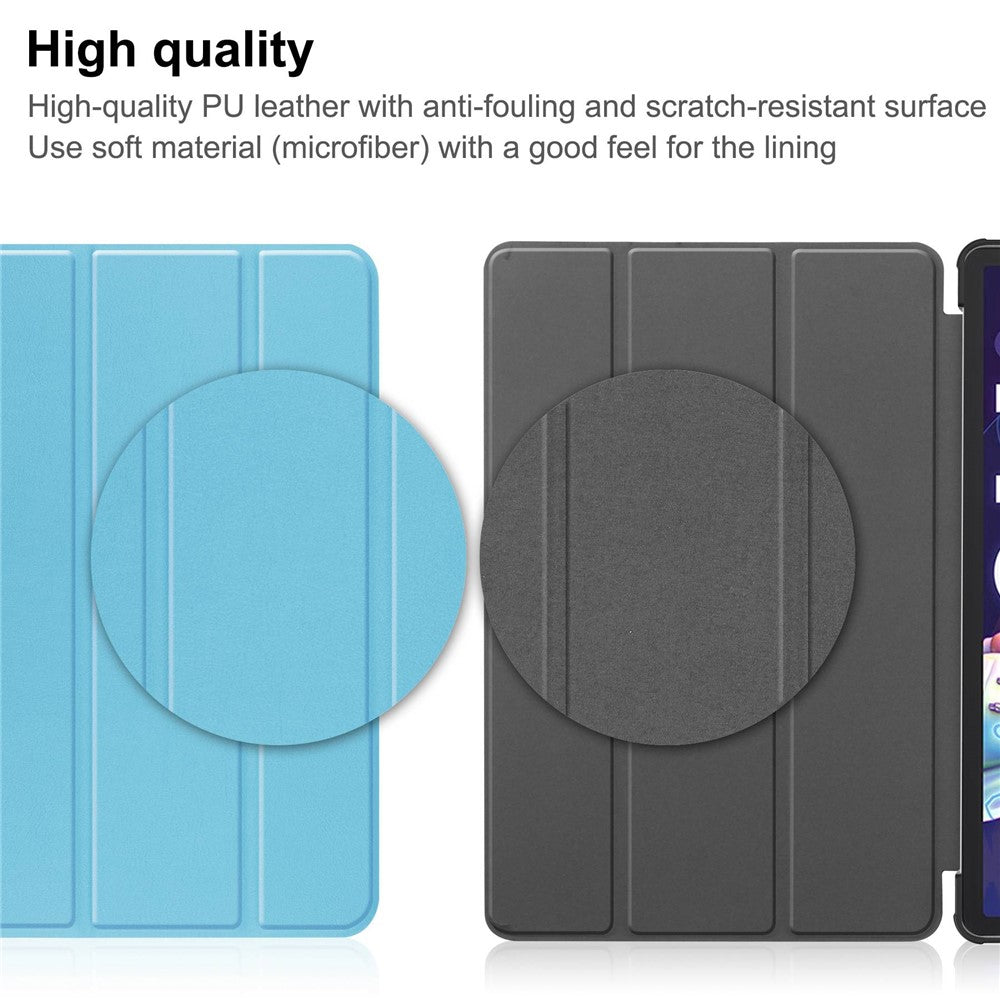 For Lenovo Tab P11 Pro Gen 2 Tri-fold Stand PU Leather Tablet Case Auto Wake / Sleep Function Drop-proof Cover - Sky Blue