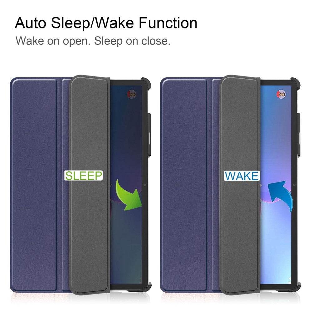 For Lenovo Tab P11 Pro Gen 2 Tri-fold Stand PU Leather Tablet Case Auto Wake / Sleep Function Drop-proof Cover - Blue