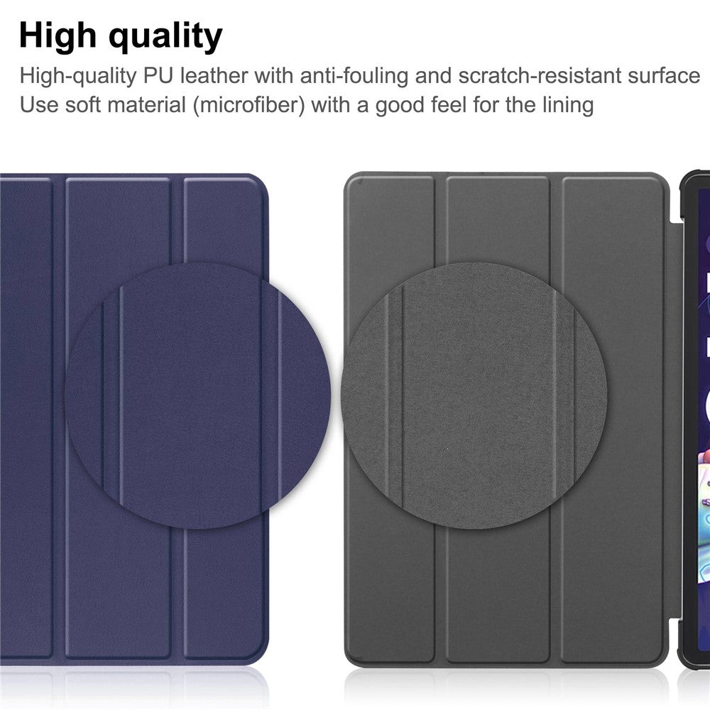 For Lenovo Tab P11 Pro Gen 2 Tri-fold Stand PU Leather Tablet Case Auto Wake / Sleep Function Drop-proof Cover - Blue