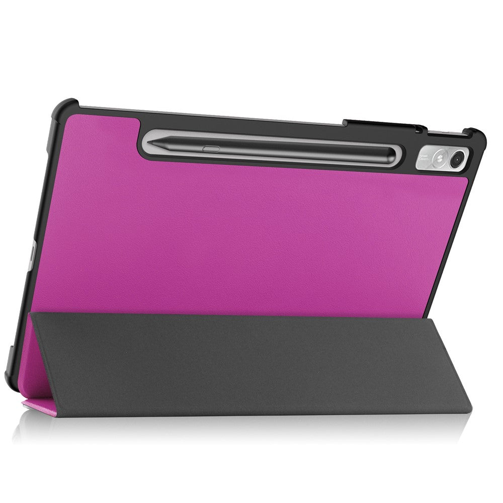 For Lenovo Tab P11 Pro Gen 2 Tri-fold Stand PU Leather Tablet Case Auto Wake / Sleep Function Drop-proof Cover - Purple