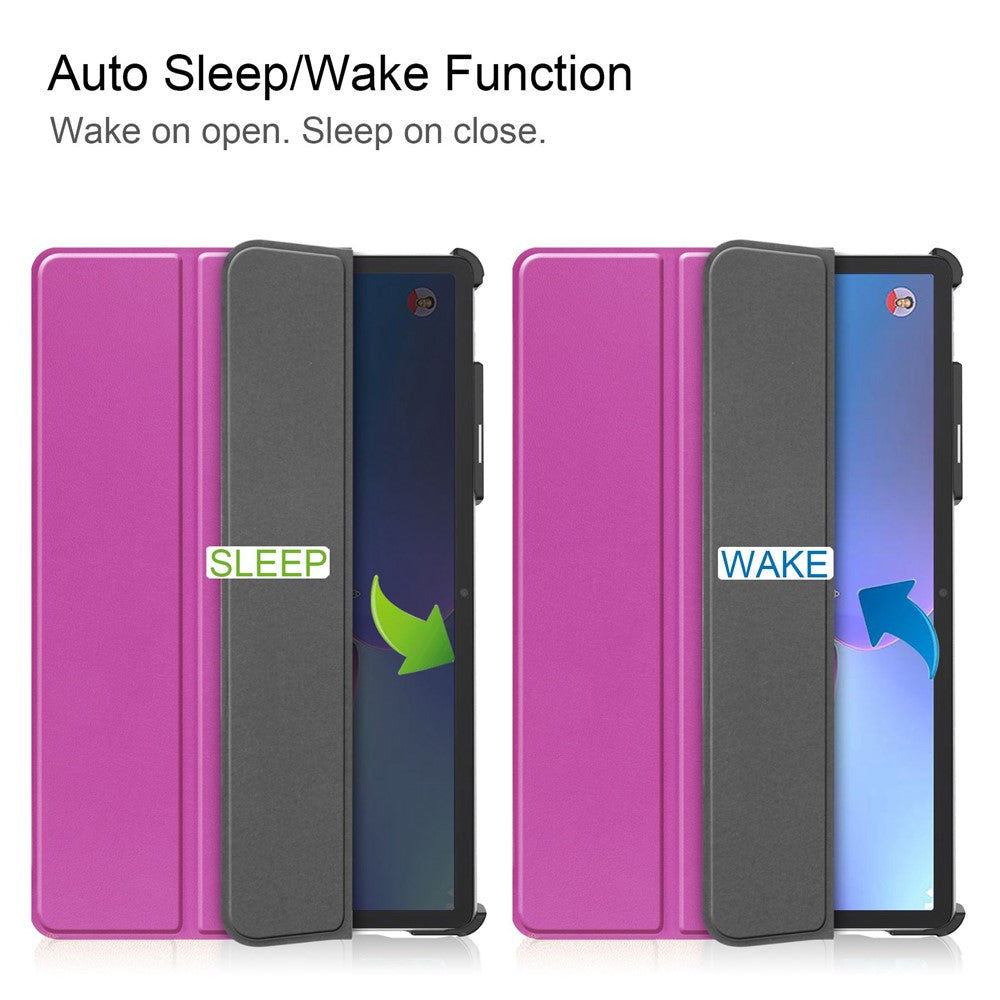 For Lenovo Tab P11 Pro Gen 2 Tri-fold Stand PU Leather Tablet Case Auto Wake / Sleep Function Drop-proof Cover - Purple