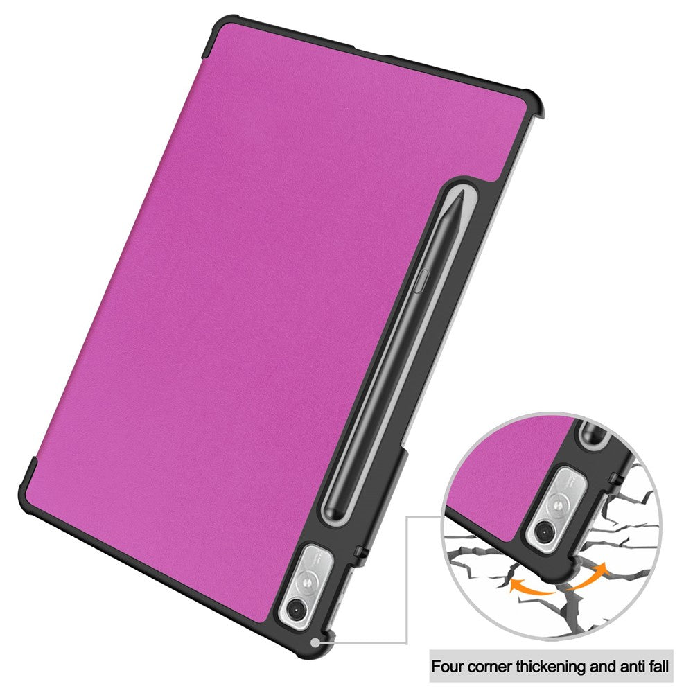 For Lenovo Tab P11 Pro Gen 2 Tri-fold Stand PU Leather Tablet Case Auto Wake / Sleep Function Drop-proof Cover - Purple