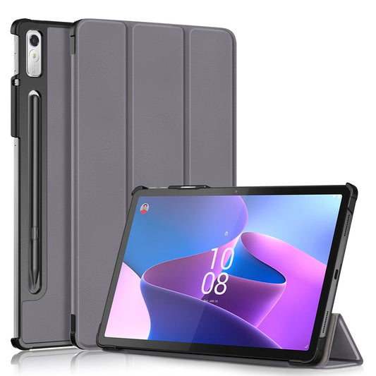 For Lenovo Tab P11 Pro Gen 2 Drop-proof Tablet Cover Auto Wake and Sleep PU Leather Tri-fold Stand Tablet Case - Grey