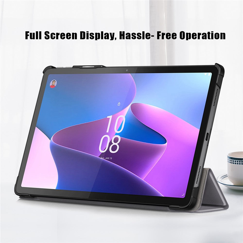 For Lenovo Tab P11 Pro Gen 2 Drop-proof Tablet Cover Auto Wake and Sleep PU Leather Tri-fold Stand Tablet Case - Grey