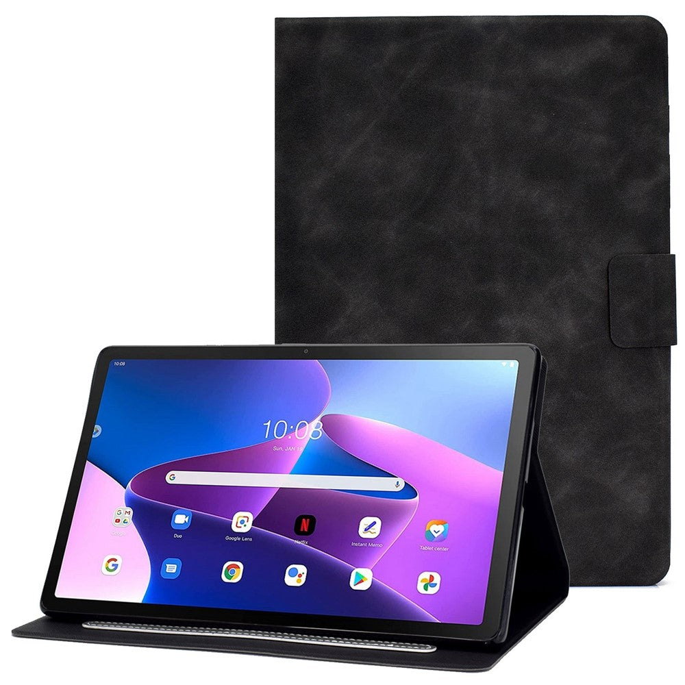 For Lenovo M10 FHD REL / M10 Plus X606F PU Leather Tablet Shell Cover  Solid Color Folio Stand Magnetic Protective Case with Card Slots - Grey