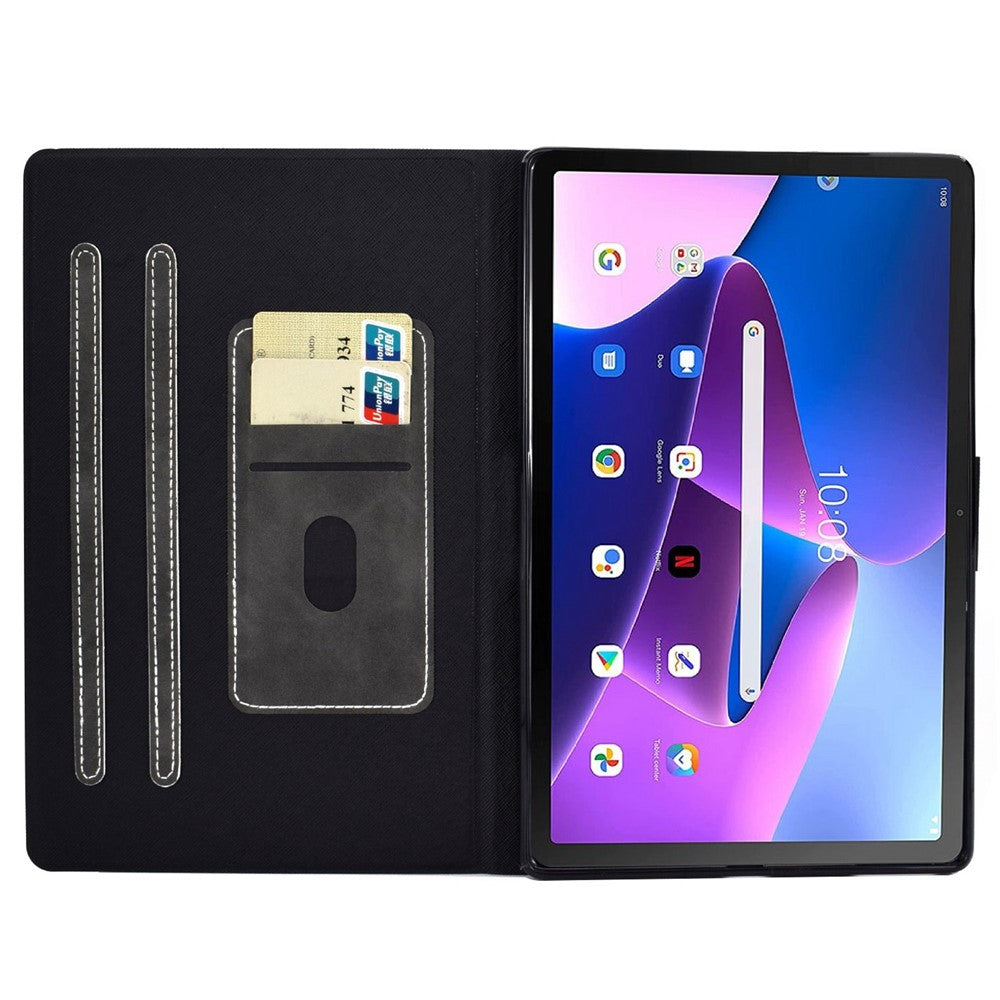 For Lenovo M10 FHD REL / M10 Plus X606F PU Leather Tablet Shell Cover  Solid Color Folio Stand Magnetic Protective Case with Card Slots - Grey