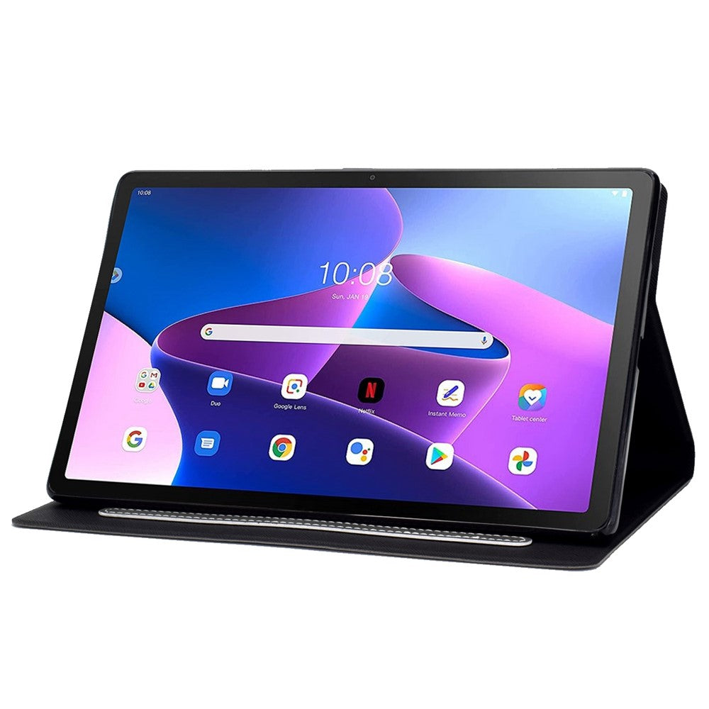 For Lenovo M10 FHD REL / M10 Plus X606F PU Leather Tablet Shell Cover  Solid Color Folio Stand Magnetic Protective Case with Card Slots - Grey