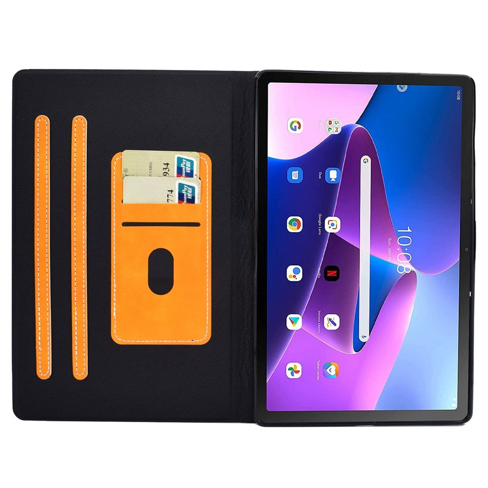 For Lenovo M10 FHD REL / M10 Plus X606F PU Leather Tablet Shell Cover  Solid Color Folio Stand Magnetic Protective Case with Card Slots - Orange