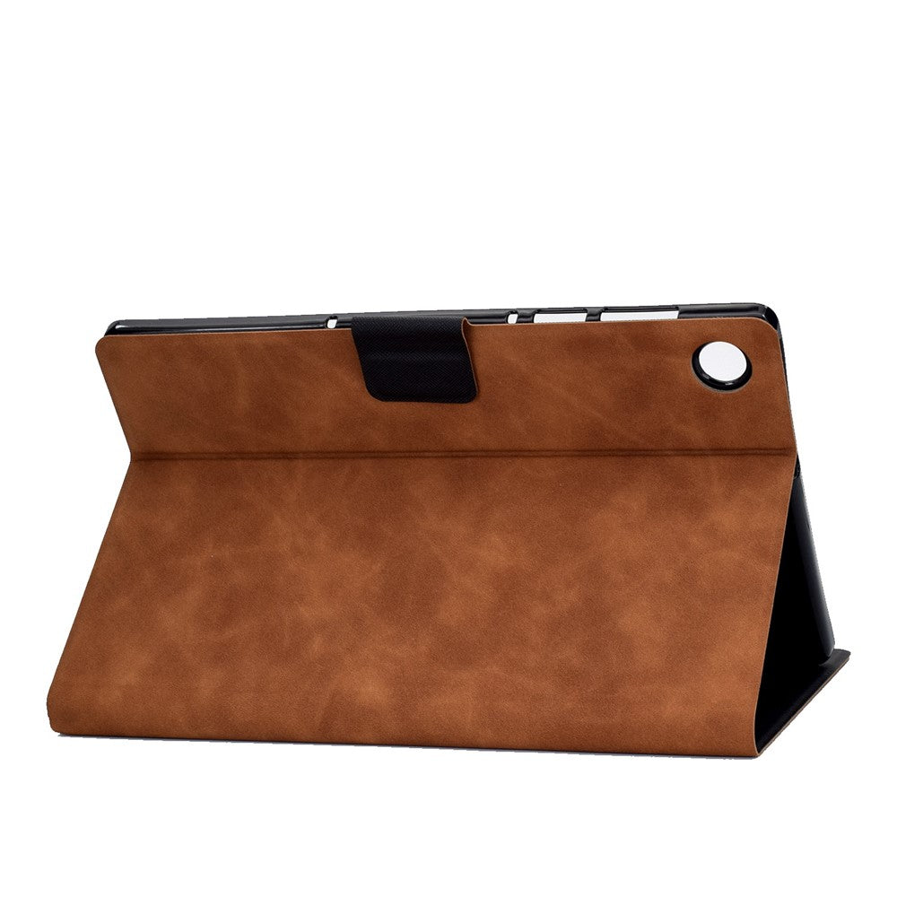 For Lenovo M10 FHD REL / M10 Plus X606F PU Leather Tablet Shell Cover  Solid Color Folio Stand Magnetic Protective Case with Card Slots - Brown