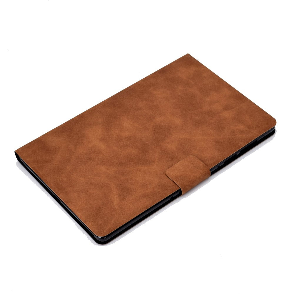 For Lenovo M10 FHD REL / M10 Plus X606F PU Leather Tablet Shell Cover  Solid Color Folio Stand Magnetic Protective Case with Card Slots - Brown