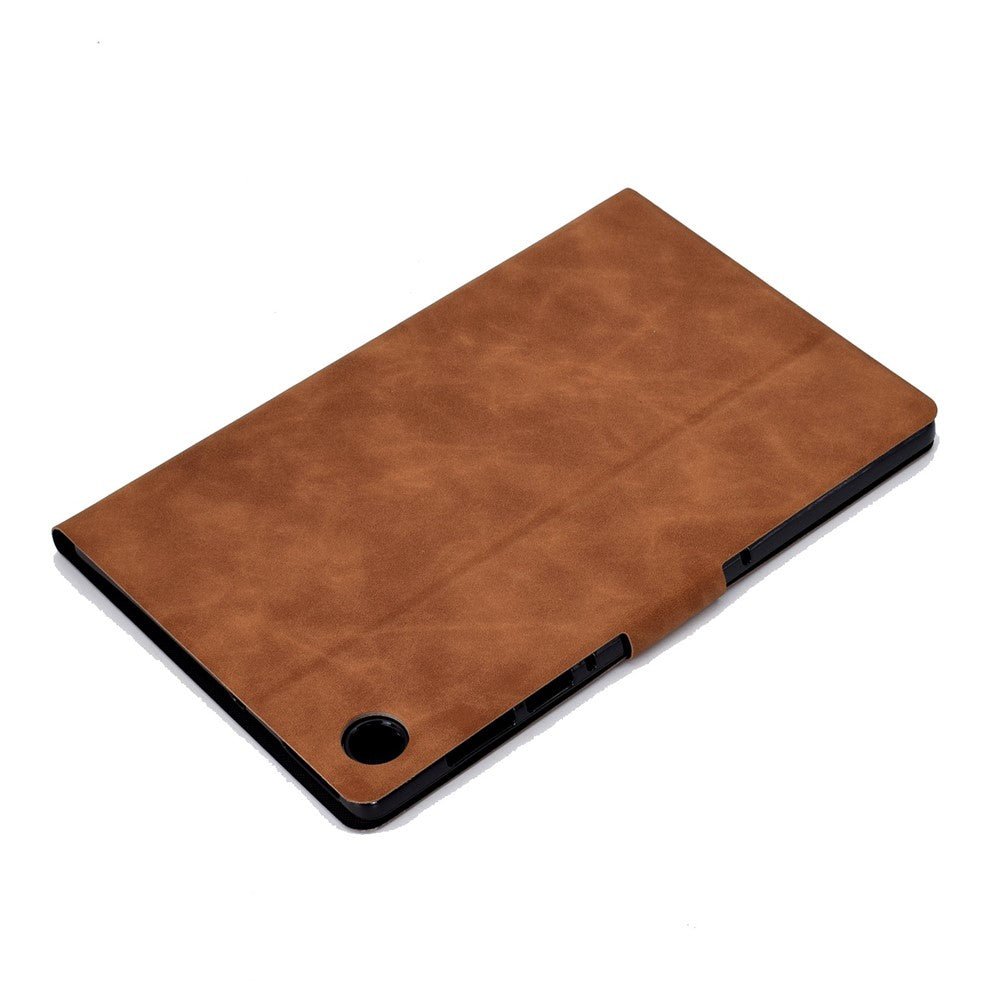 For Lenovo M10 FHD REL / M10 Plus X606F PU Leather Tablet Shell Cover  Solid Color Folio Stand Magnetic Protective Case with Card Slots - Brown
