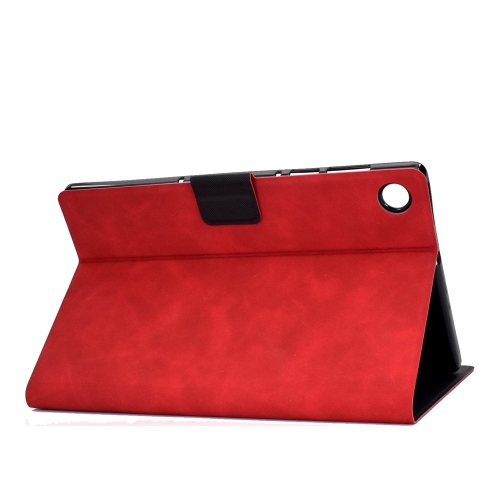 For Lenovo M10 FHD REL / M10 Plus X606F PU Leather Tablet Shell Cover  Solid Color Folio Stand Magnetic Protective Case with Card Slots - Red