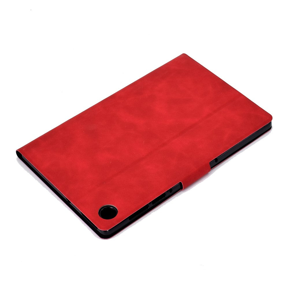 For Lenovo M10 FHD REL / M10 Plus X606F PU Leather Tablet Shell Cover  Solid Color Folio Stand Magnetic Protective Case with Card Slots - Red