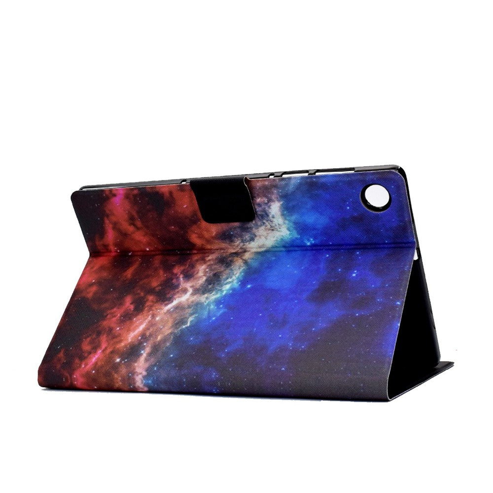 For Lenovo M10 FHD REL / Tab M10 Plus TB-X606F Pattern Printing Tablet Case Card Holder PU Leather Stand Cover - Starry Sky