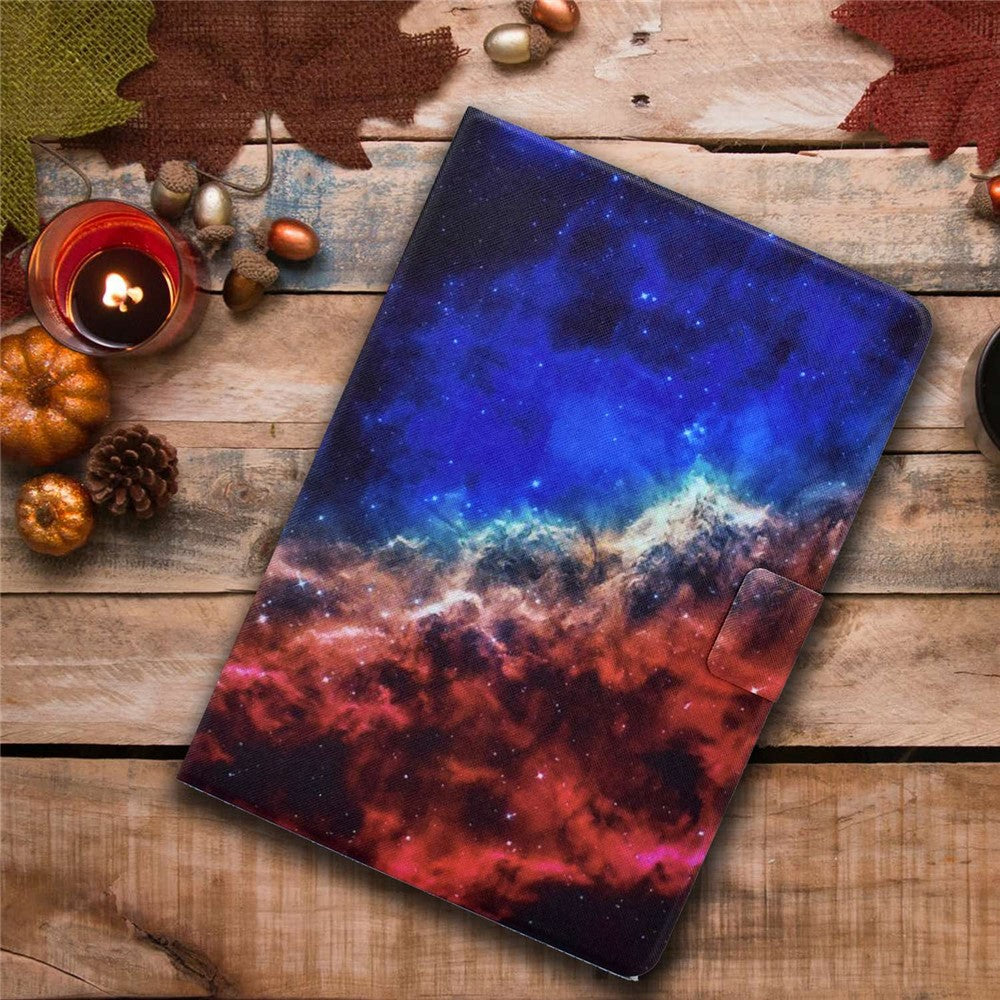 For Lenovo M10 FHD REL / Tab M10 Plus TB-X606F Pattern Printing Tablet Case Card Holder PU Leather Stand Cover - Starry Sky