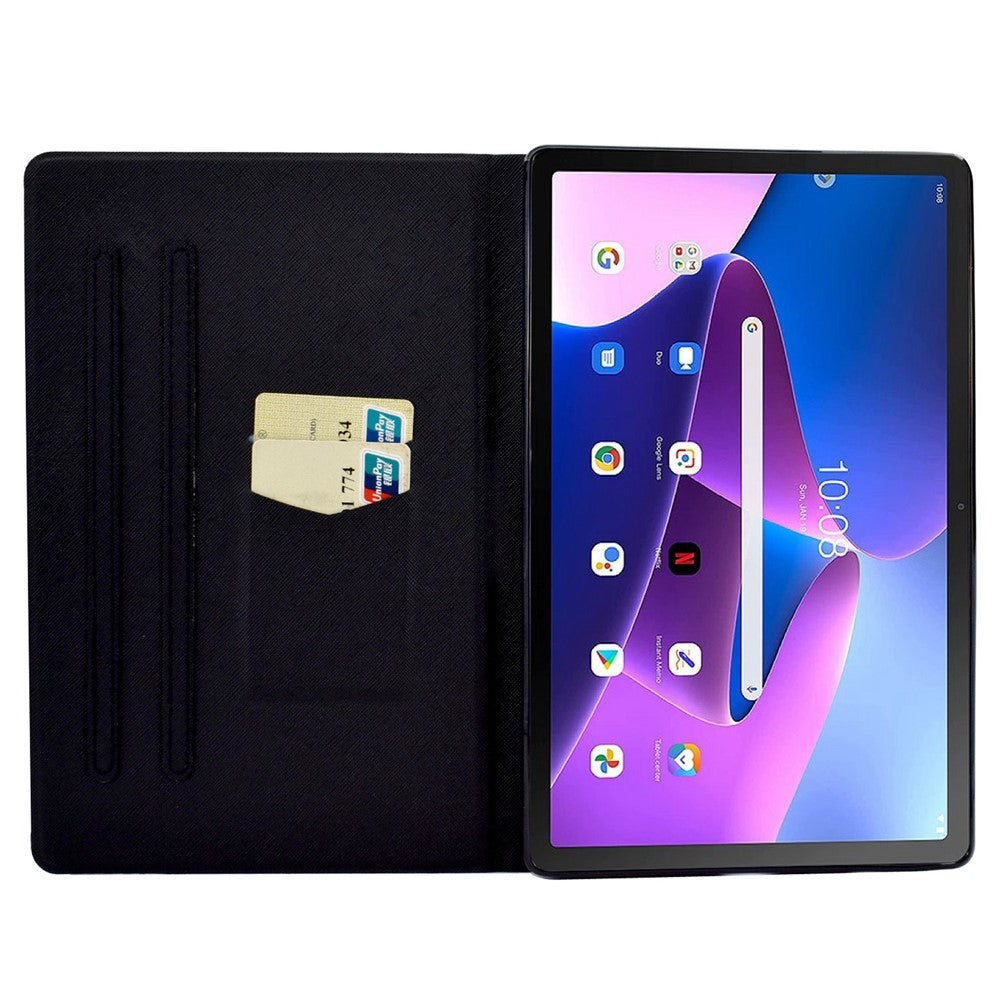 For Lenovo M10 FHD REL / Tab M10 Plus TB-X606F Pattern Printing Tablet Case Card Holder PU Leather Stand Cover - Facial Expression