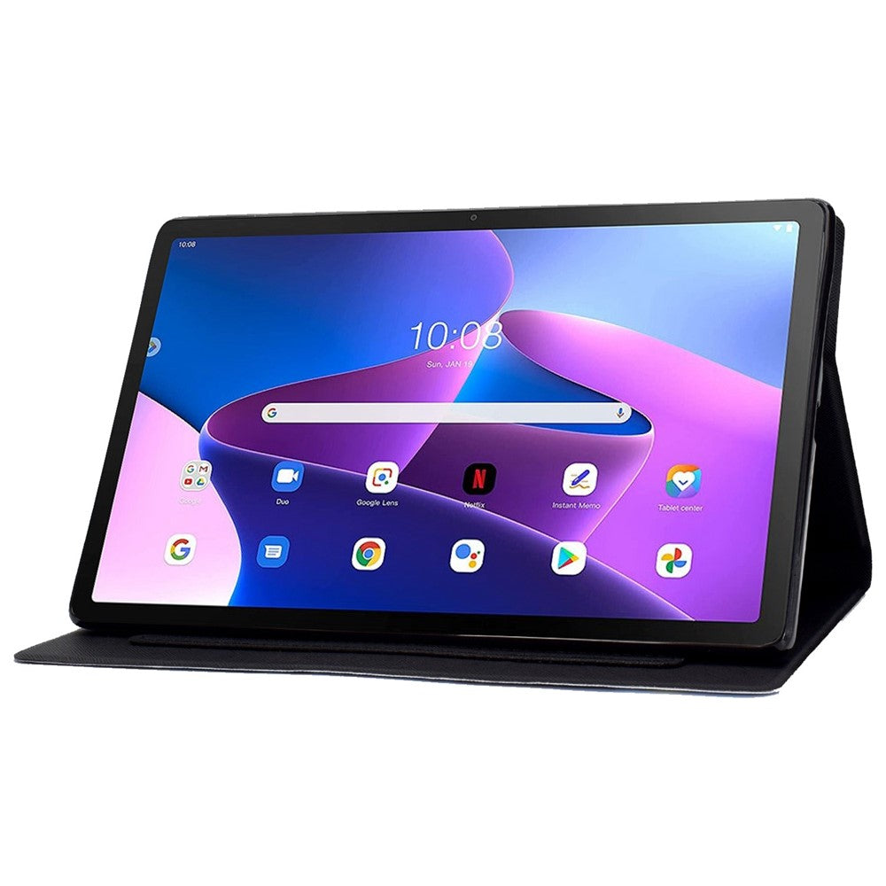 For Lenovo M10 FHD REL / Tab M10 Plus TB-X606F Pattern Printing Tablet Case Card Holder PU Leather Stand Cover - Facial Expression