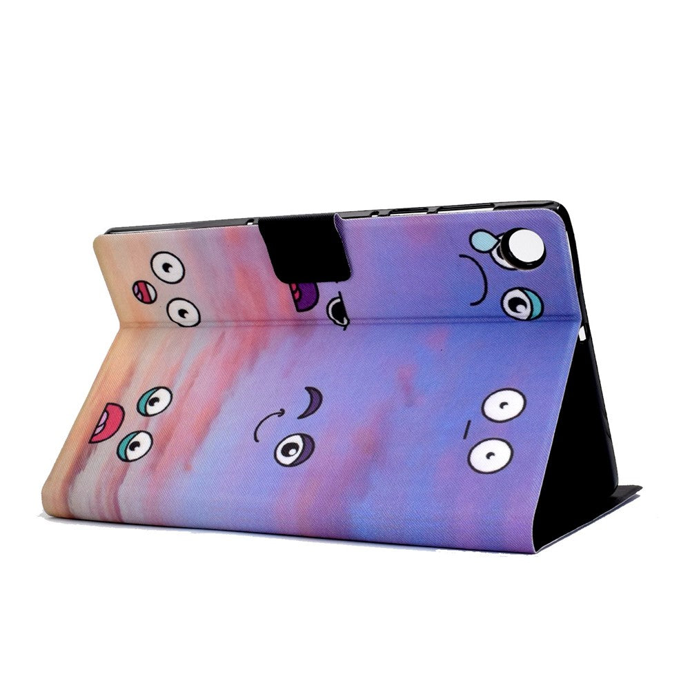 For Lenovo M10 FHD REL / Tab M10 Plus TB-X606F Pattern Printing Tablet Case Card Holder PU Leather Stand Cover - Facial Expression