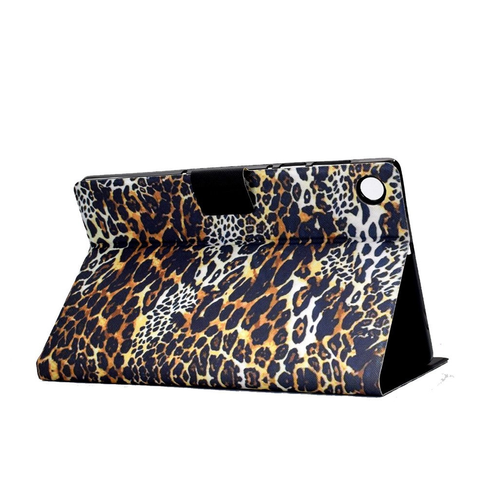 For Lenovo M10 FHD REL / Tab M10 Plus TB-X606F Pattern Printing Tablet Case Card Holder PU Leather Stand Cover - Leopard Print