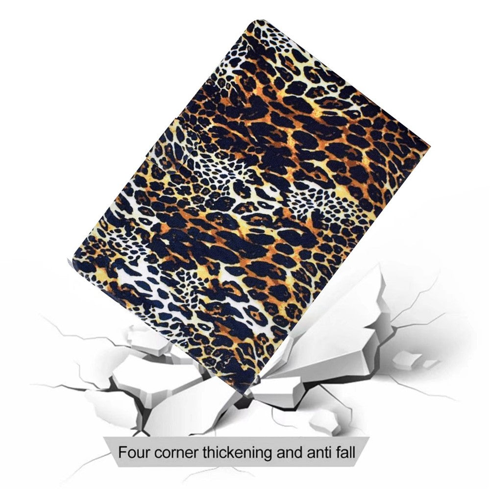 For Lenovo M10 FHD REL / Tab M10 Plus TB-X606F Pattern Printing Tablet Case Card Holder PU Leather Stand Cover - Leopard Print