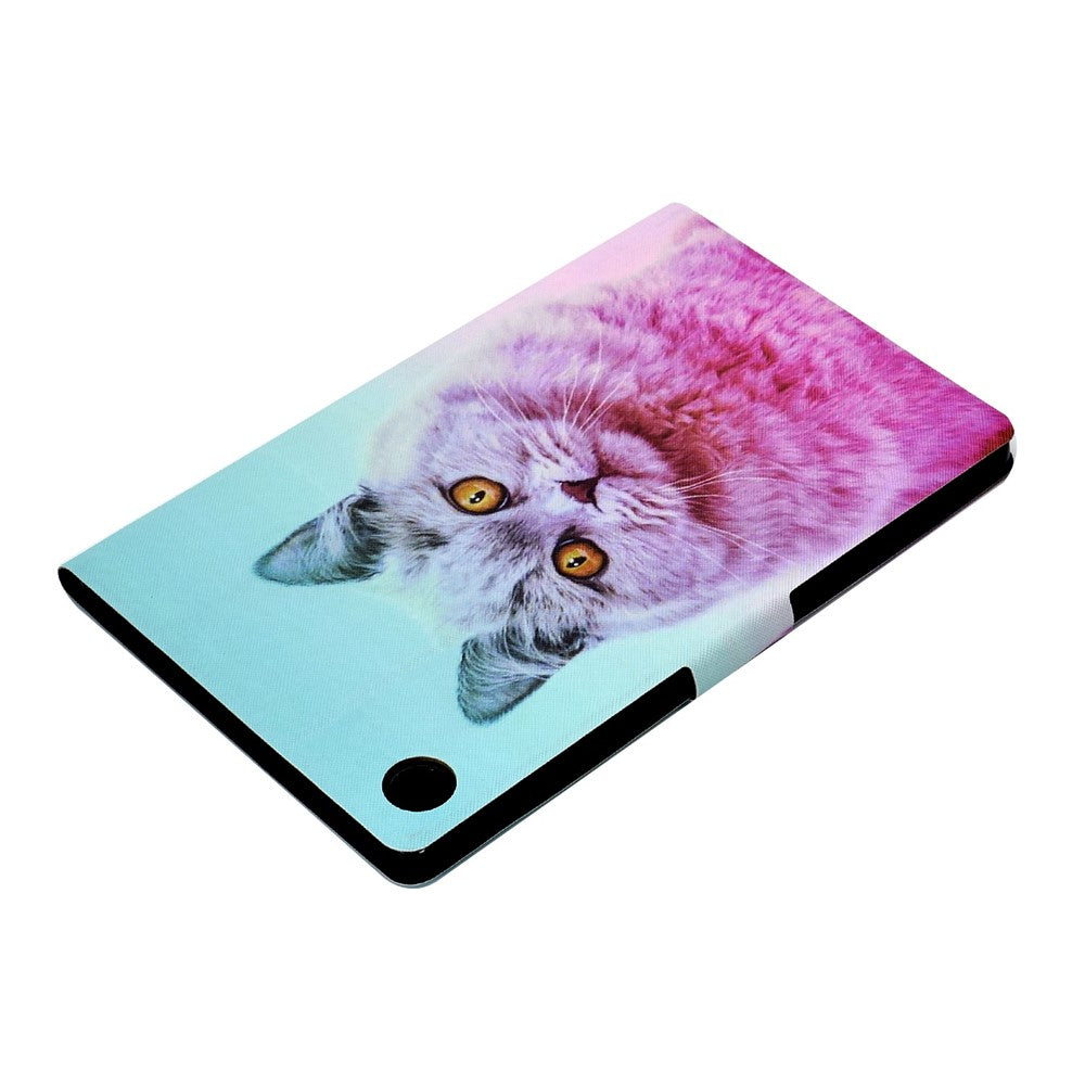 For Lenovo M10 FHD REL / Tab M10 Plus TB-X606F Pattern Printing Tablet Case Card Holder PU Leather Stand Cover - Pink Cat