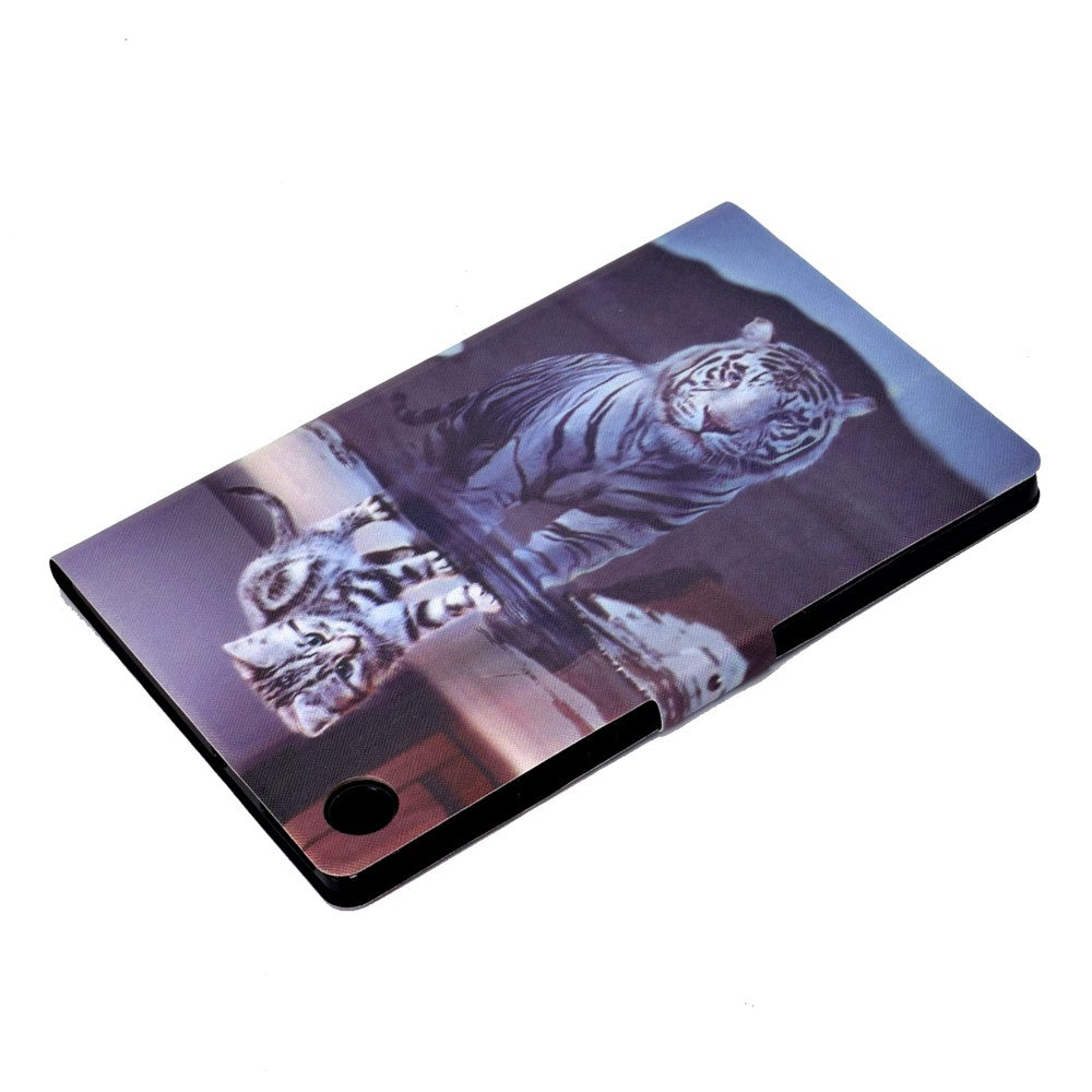 For Lenovo M10 FHD REL / Tab M10 Plus TB-X606F Pattern Printing Tablet Case Card Holder PU Leather Stand Cover - Cat and Tiger