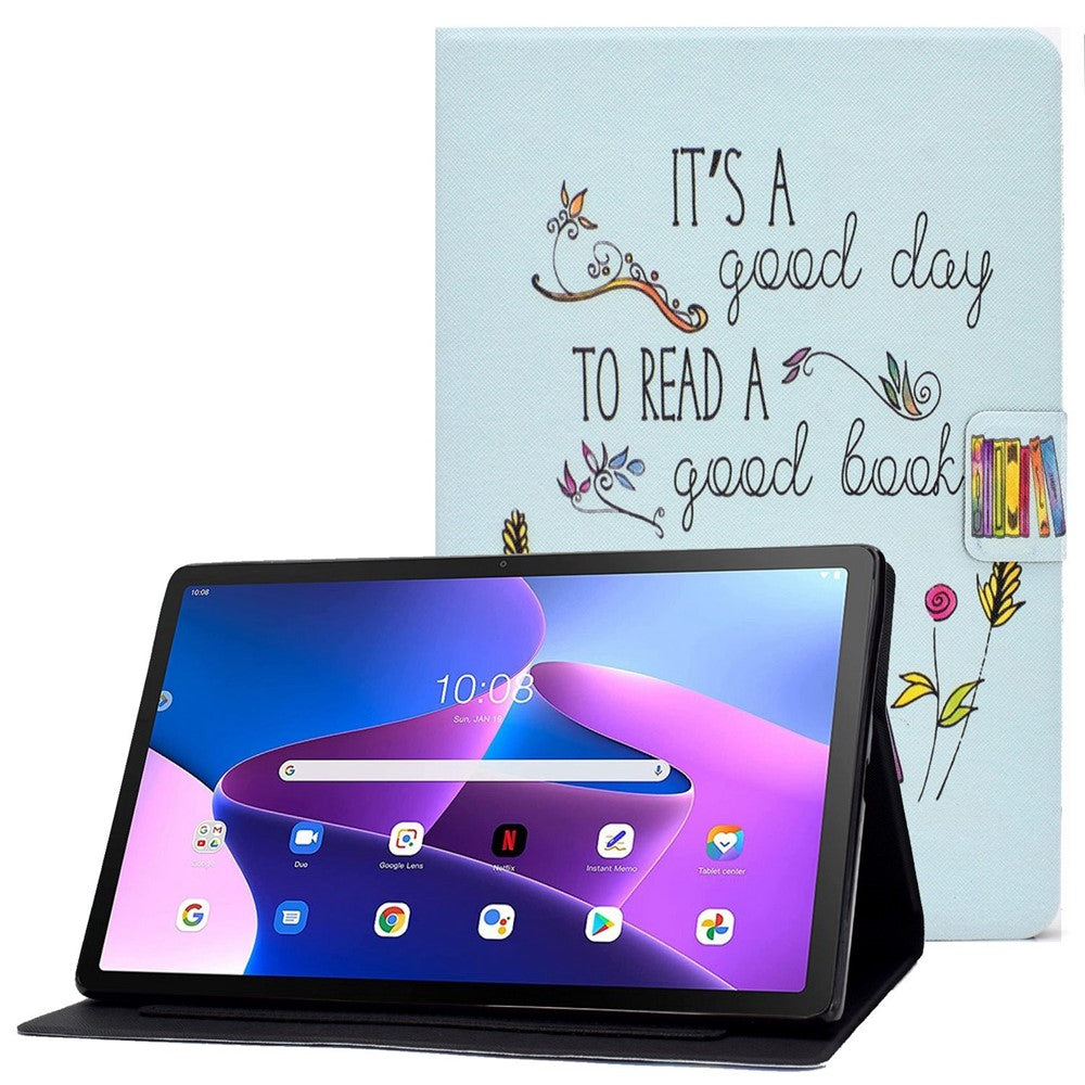 For Lenovo M10 FHD REL / Tab M10 Plus TB-X606F Pattern Printing Tablet Case Card Holder PU Leather Stand Cover - Colorful Book
