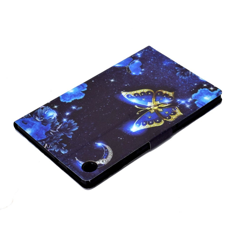 For Lenovo M10 FHD REL / Tab M10 Plus TB-X606F Pattern Printing Tablet Case Card Holder PU Leather Stand Cover - Blue Butterfly