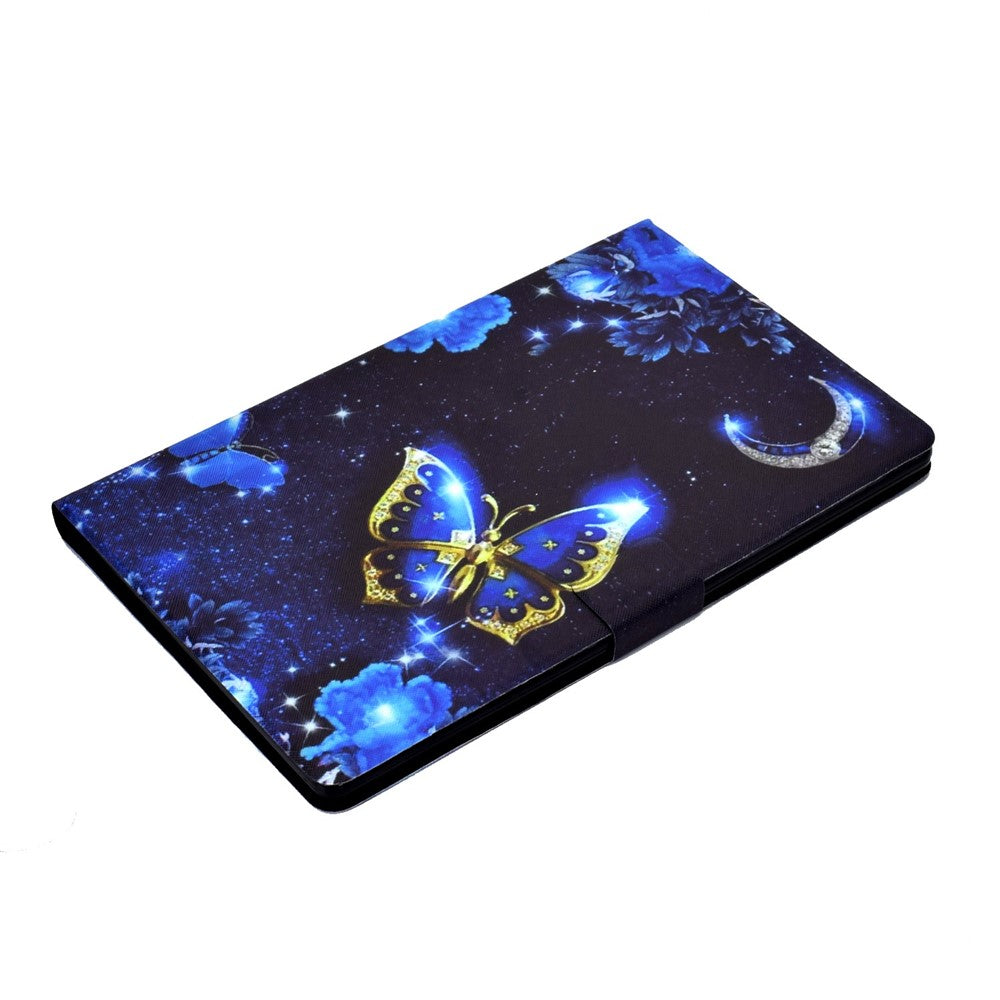For Lenovo M10 FHD REL / Tab M10 Plus TB-X606F Pattern Printing Tablet Case Card Holder PU Leather Stand Cover - Blue Butterfly