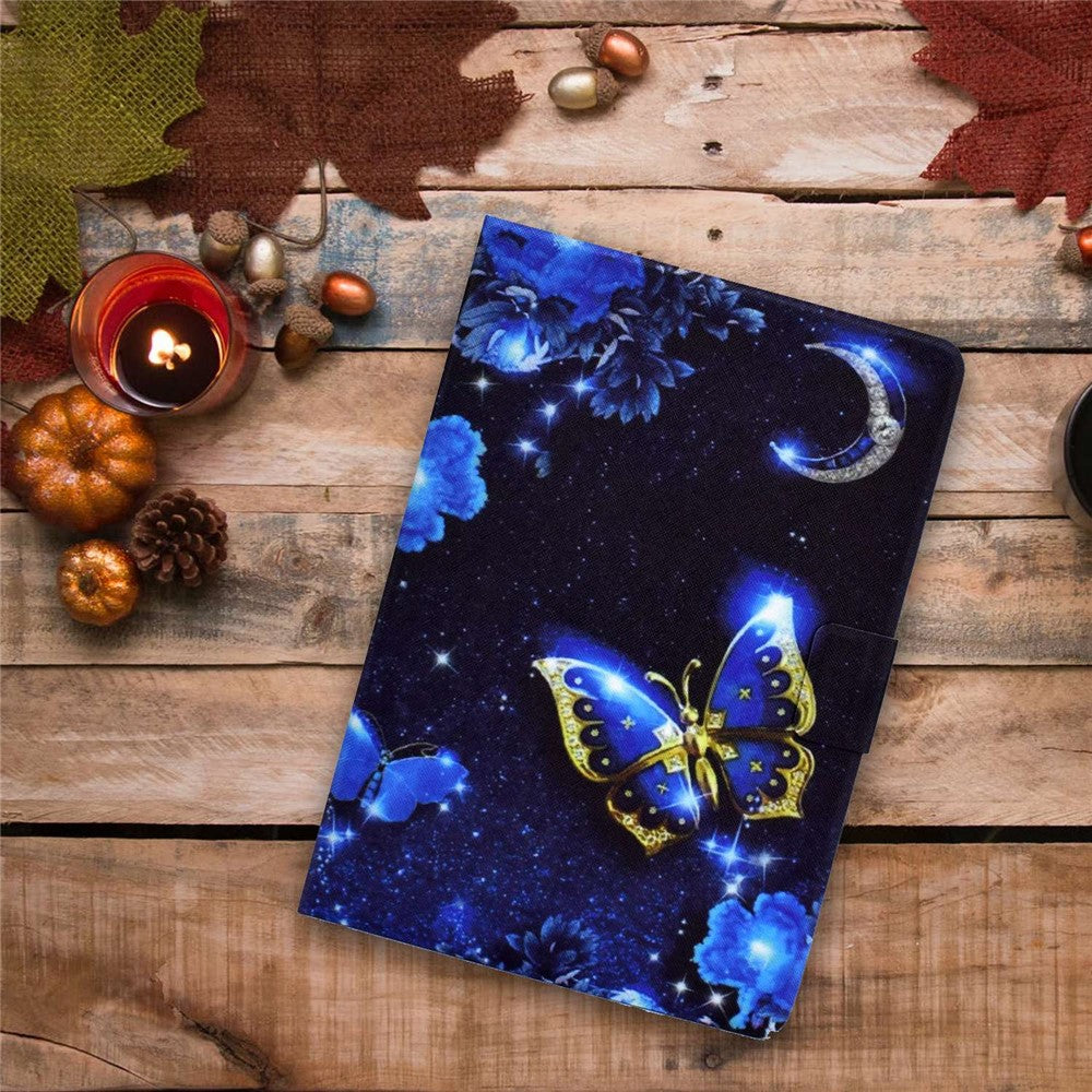 For Lenovo M10 FHD REL / Tab M10 Plus TB-X606F Pattern Printing Tablet Case Card Holder PU Leather Stand Cover - Blue Butterfly