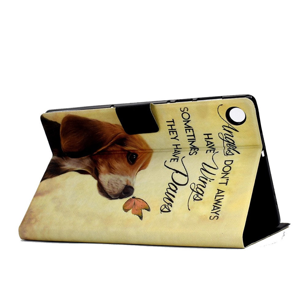 For Lenovo M10 FHD REL / Tab M10 Plus TB-X606F Pattern Printing Tablet Case Card Holder PU Leather Stand Cover - Butterfly and Dog