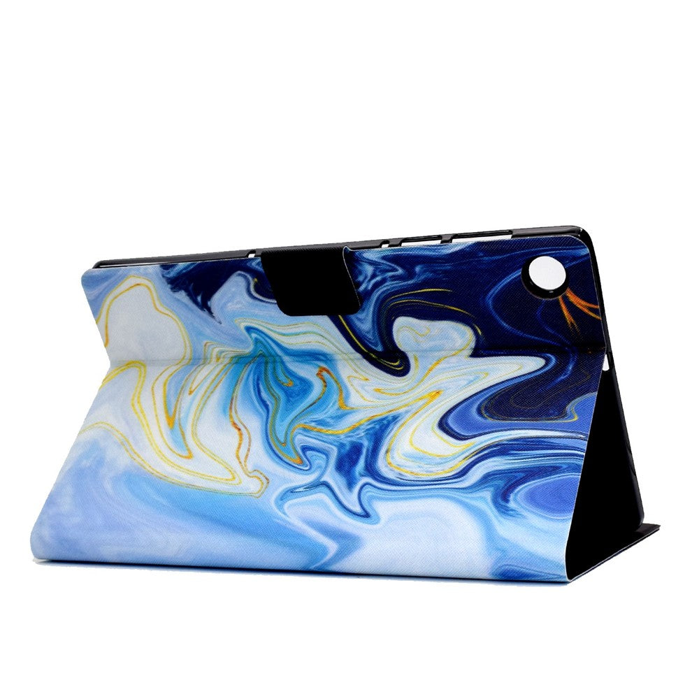 For Lenovo M10 FHD REL / Tab M10 Plus TB-X606F Pattern Printing Tablet Case Card Holder PU Leather Stand Cover - Blue Marble