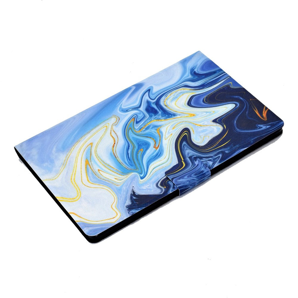 For Lenovo M10 FHD REL / Tab M10 Plus TB-X606F Pattern Printing Tablet Case Card Holder PU Leather Stand Cover - Blue Marble