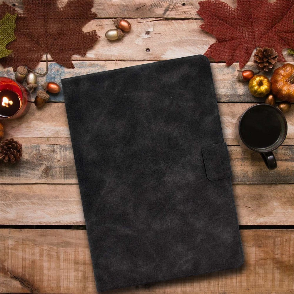For Lenovo Legion Y700 TB-9707F Anti-Drop Tablet Case Cowhide Texture PU Leather Folio Flip Cover Well-Protection Stand Case with Card Holder - Grey