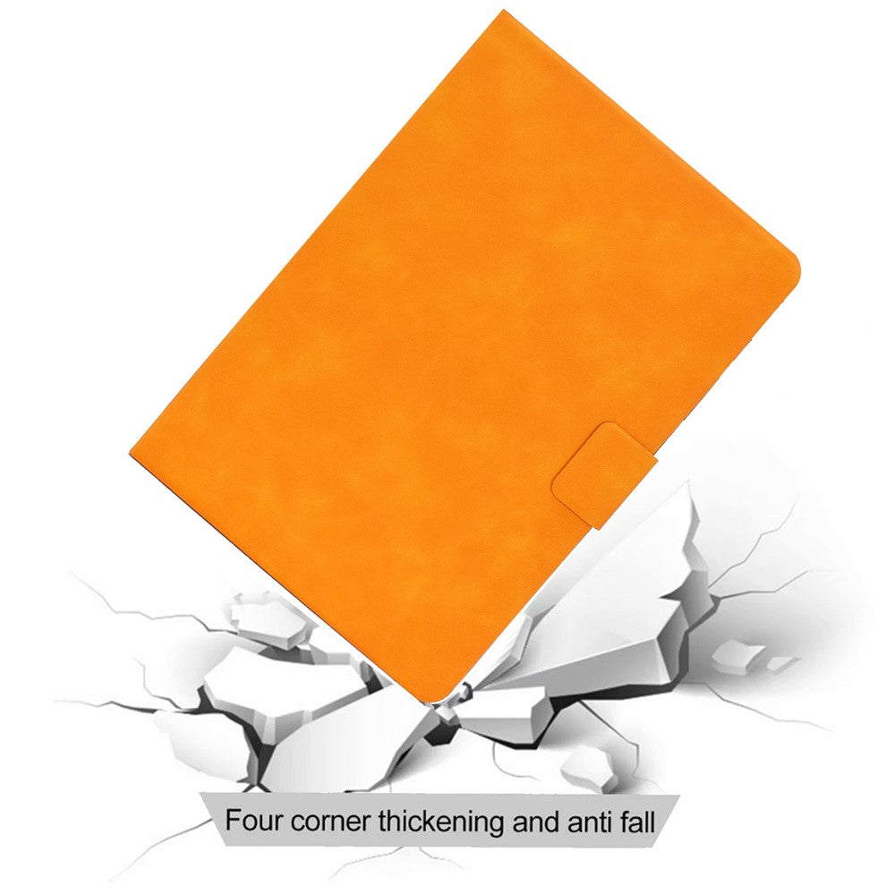 For Lenovo Legion Y700 TB-9707F Anti-Drop Tablet Case Cowhide Texture PU Leather Folio Flip Cover Well-Protection Stand Case with Card Holder - Orange