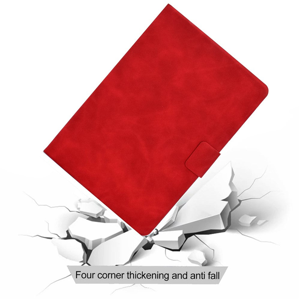For Lenovo Legion Y700 TB-9707F Anti-Drop Tablet Case Cowhide Texture PU Leather Folio Flip Cover Well-Protection Stand Case with Card Holder - Red