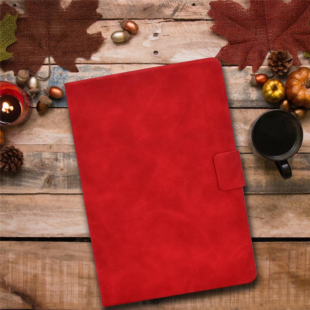 For Lenovo Legion Y700 TB-9707F Anti-Drop Tablet Case Cowhide Texture PU Leather Folio Flip Cover Well-Protection Stand Case with Card Holder - Red