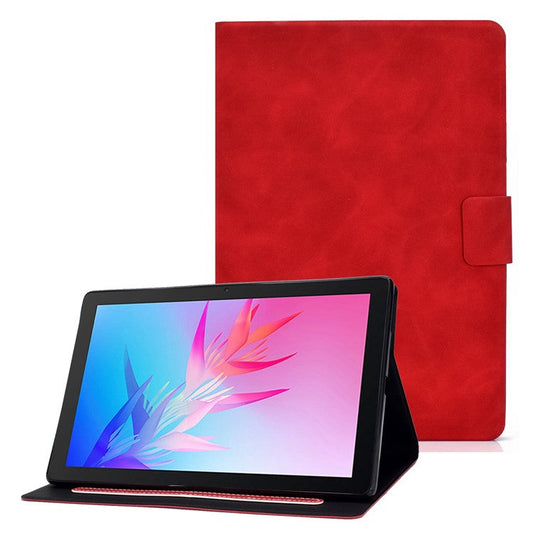 For Huawei Enjoy Tablet 2 / MatePad T 10 9.7 inch / T 10S 10.1 inch / Honor Pad 6 10.1-inch / Pad X6 9.7 inch Tablet Case Solid Color PU Leather Folio Flip Stand Card Slots Magnetic Cover - Red