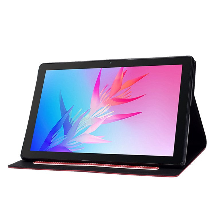 For Huawei Enjoy Tablet 2 / MatePad T 10 9.7 inch / T 10S 10.1 inch / Honor Pad 6 10.1-inch / Pad X6 9.7 inch Tablet Case Solid Color PU Leather Folio Flip Stand Card Slots Magnetic Cover - Red