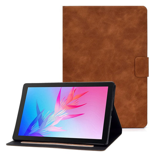 For Huawei Enjoy Tablet 2 / MatePad T 10 9.7 inch / T 10S 10.1 inch / Honor Pad 6 10.1-inch / Pad X6 9.7 inch Tablet Case Solid Color PU Leather Folio Flip Stand Card Slots Magnetic Cover - Brown