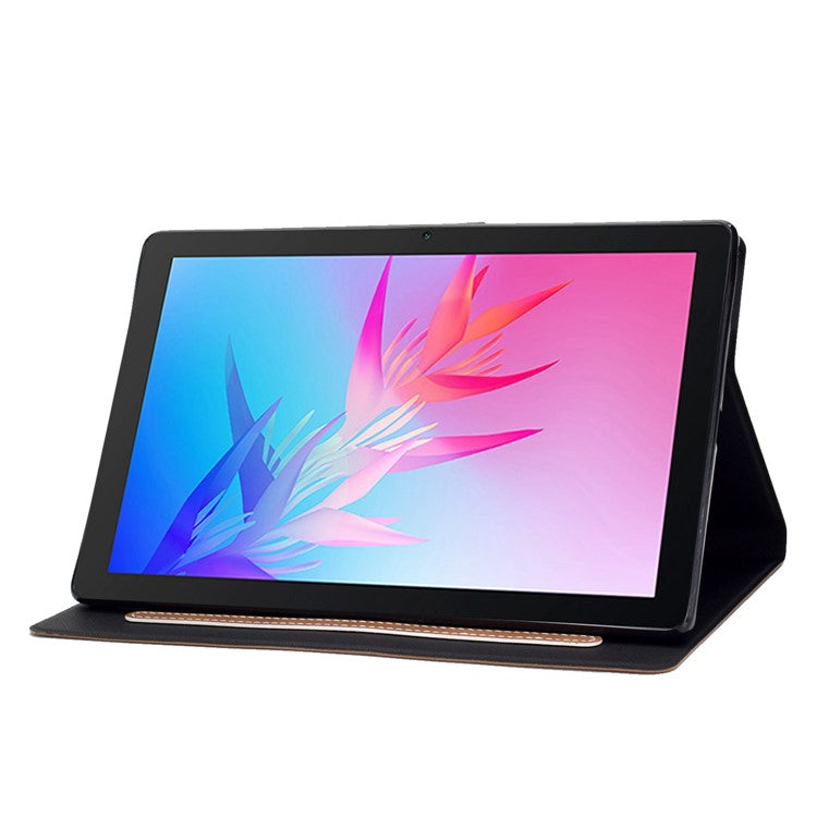 For Huawei Enjoy Tablet 2 / MatePad T 10 9.7 inch / T 10S 10.1 inch / Honor Pad 6 10.1-inch / Pad X6 9.7 inch Tablet Case Solid Color PU Leather Folio Flip Stand Card Slots Magnetic Cover - Brown