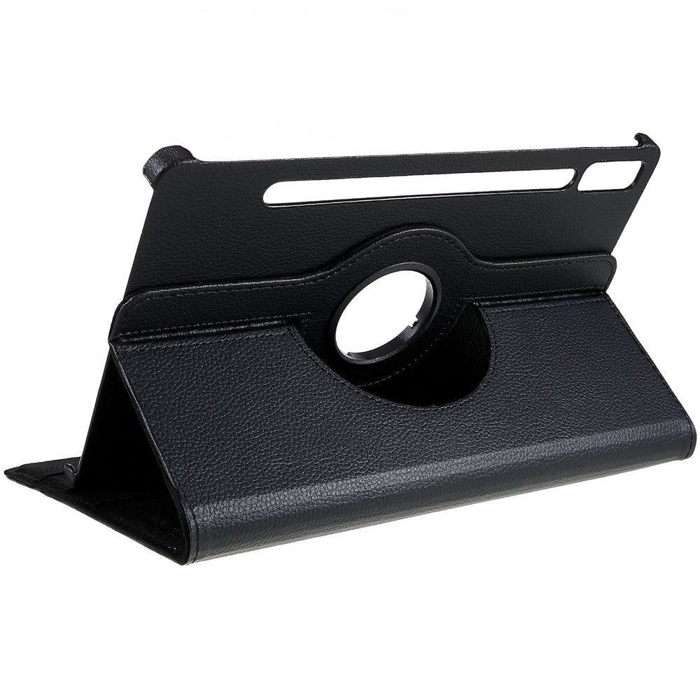 Shockproof Case for Lenovo Tab P11 Pro Gen 2, 360 Degree Rotating Stand Tablet Protector PU Leather + PC Cover Shell - Black